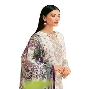 Salwar Kameez Bordado para Mujer, 3 Piezas, Algodón Puro, Largo hasta el Suelo, Corte Holgado, Sin Arrugas, Estilo Pakistaní e Indio para Fiestas - Product Image 1