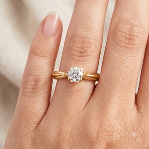 Diamond Fine Gold Cute Cocktail Engagement Ring Bezel Setting Solitaire F-Type IGI Certified Trendy Anniversary Wedding Party - Product Image 6