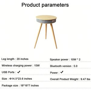 Intelligente 36.5cm di legno per soggiorno divano divano divano notte luce Wireless ricarica serie 2.0 per feste all'aperto - Product Image 2