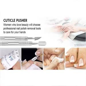 Dual-End Stainless Steel <b>Nail</b> Cuticle Pusher <b>Tool</b> Reusable Manicure Implement Double Head Design - Product Image 4