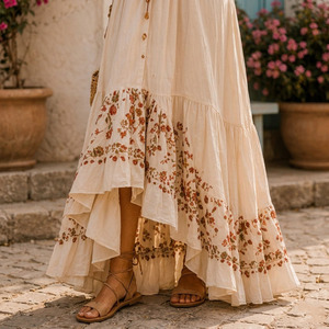 Women <b>Boho</b> Print Maxi <b>Dress</b> Cotton Viscose Breathable Anti-Pilling Long <b>Summer</b> <b>Dress</b> - Product Image 4