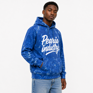 Sudadera con Capucha Azul Tie Dye para Hombre, Sudadera Gruesa con Bolsillo Frontal con Logotipo Personalizado, Ropa Urbana de Invierno - Product Image 1