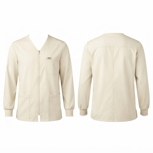 Veste de travail pour hommes, tissu extensible en polycoton de qualité supérieure 180 GSM, couleur crème, broderie personnalisée, impression, étiquette tissée, OEM ODM - Product Image 1