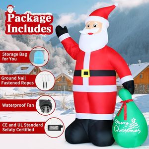 Decorazioni Natalizie Gonfiabili da Esterno di 3,15 Metri con Babbo Natale Animato e Sacco Regalo - Product Image 4