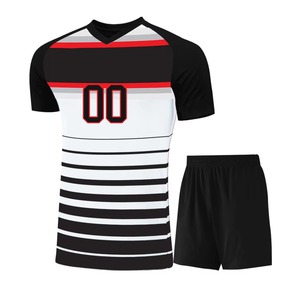 Ensemble d'uniformes de volley-ball de haute qualité, col en V, manches courtes, polyester, kit d'uniformes de volley-ball par sublimation avec nom et numéro - Product Image 5