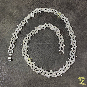 Luxury Hip Hop Jewelry <b>Men</b> Twisted Thorn <b>Chain</b> 925 Sterling Silver Moissanite <b>Diamond</b> Spiny Design Necklace - Product Image 5