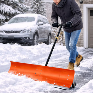 Pousse-neige robuste de 50 pouces avec roues, manche réglable, pelle à neige en acier, outil de déneigement commercial pour allée, ODGWTO003 - Product Image 1