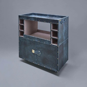 Vintage Crafts Modern Leather Outdoor <b>Table</b> Kitchen Serving Cart Rolling <b>Wheels</b> Handles Browne Luxury Handmade Customized - Product Image 4