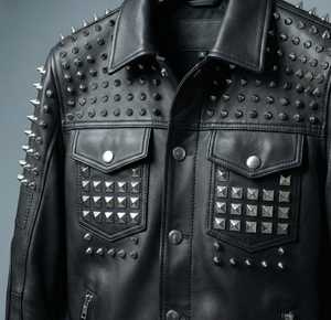 Pink Genuine Leather Moto Jacket Full Sleeve Stand Collar <b>Zipper</b> Closure Rivet Decoration Short Length Autumn Wear - Product Image 4