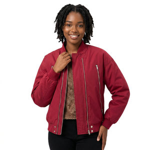 Men's Red <b>Jacket</b> Stand Collar Zipper Closure <b>Fleece</b> Lining Windproof Winter Casual <b>Thick</b> - Product Image 3