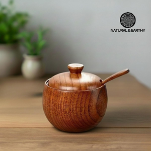 Caja de sal de madera para cocina, tarro de especias, azucarero, caja de pimienta, contenedor de condimentos con tapa de Barkah Star - Product Image 6