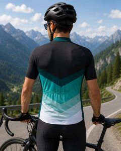 Maillot de Ciclismo para Hombre, Manga Corta, Verde Oscuro Degradado a Verde Azulado, Transpirable, de Secado Rápido, para Ciclismo de Carretera y MTB - Product Image 4