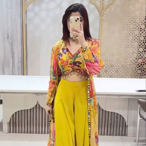Elegante Conjunto Salwar Kameez para Mujer, Estilo Bollywood, en Georgette Sintética, de Secado Rápido, para Todas las Temporadas y Fiestas - Product Image 1