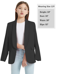 Chaqueta Blazer para Adolescentes, Manga Larga, Cuello Chal, Traje Formal para Graduación Escolar, Uniforme Casual, Blazers para Niñas - Product Image 2