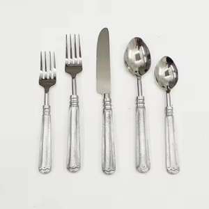 Ensemble de couverts 4 pièces en acier inoxydable 304 miroir avec manche martelé, pour mariage et cuisine, à prix avantageux - Product Image 4