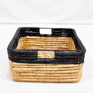 Water Hyacinth Square Storage Hand-Woven Eco-Friendly Modern Two-Tone Home Decor Organizer - Product Image 6