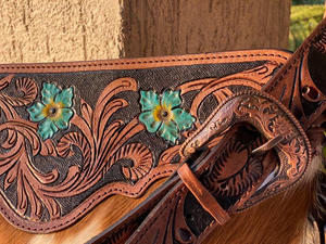 New Design Hand Tooled <b>Leather</b> Handbag <b>Real</b> Cowhide Fringe Sling <b>Bag</b> Carving Bohemian Turquoise Color Sling <b>Bags</b> for Women - Product Image 3
