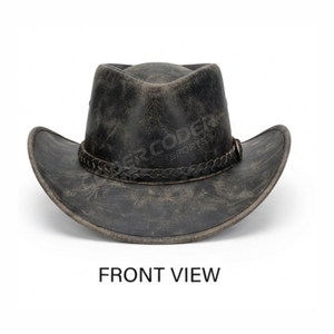 Chapeaux de cowboy western en cuir PU de qualité supérieure avec cordes tressées uniques, larges bords courbés, pour l'équitation et les vacances - Product Image 3