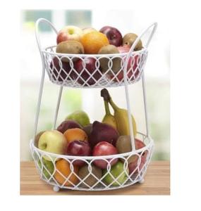 Elegant Design Handmade 2 Tier <b>Basket</b> for Fruit Storage Black Powder Coated <b>Basket</b> Kitchenware Fruit Storage <b>Basket</b> - Product Image 5