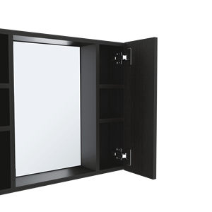 Armadietto Portamedicinali a Doppia Anta DEPOT E SHOP con Nero Granato e Un Ripiano Esterno, Specchio da Bagno Incluso - Product Image 6