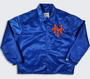 Men's Royal Blue Satin Bomber <b>Jacket</b> with Orange NY Embroidery Crew Neck Eco-Friendly 100% Polyester Winter - Product Image 6