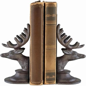 Serre-livres décoratif en forme de tête de cerf, serre-livres robustes en fonte, décoration de bibliothèque vintage, serre-livres sculptural brun antique - Product Image 1