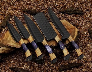 Ensemble de couteaux de chef japonais, acier Damas forgé à la main, manche en bois, 8-9,9 pouces, couteaux de cuisine pour droitiers - Product Image 4