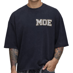 Camisetas Oversize de Algodón Lavado con Estampado Gráfico en la Espalda para Hombre, Estilo Urbano, Hombro Caído, Casual, para Venta al por Mayor - Product Image 1