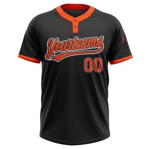 Maillot de softball orange et noir de qualité supérieure, en maille respirante, avec logo personnalisé, nom et numéro d'équipe, tailles XS-7XL, fabricant OEM - Product Image 3