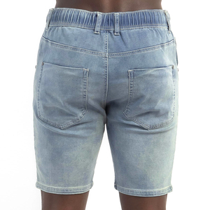 Shorts d'été vintage pour hommes, effet usé, broderie, délavage acide, en coton épais, avec poches - Product Image 4