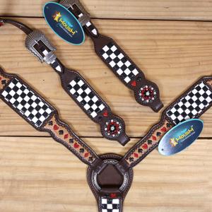 Ensemble de têtière et de collier de poitrail Western en cuir de vachette de qualité supérieure, léger, aux designs tendance, équipement équestre saisonnier, best-seller - Product Image 5