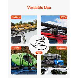 Sangles à cliquet robustes pour échelle à tube noir 1,87-2, 1,5 po de large x 7,4 pi de long, double crochets en J, capacité de charge de 500 lb, lot de 4 - Product Image 6