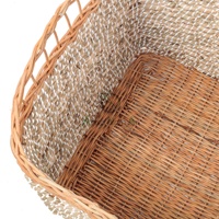 Cube Seagrass Mix Panier de rangement en rotin Grand porte-bûches en osier pour cheminée intérieure