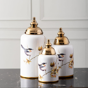 Royal Look Metallic Leaf Top Decorative Floor Vase Set With Handcrafted Gradient Finish Home Decor Ginger <b>Jars</b> Vases for Gift - Product Image 5