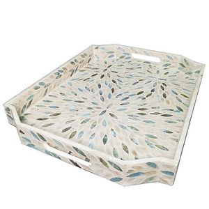 ถาดตกแต่งลายมุกแบบพิเศษพร้อมกรอบโลหะ เหมาะสำหรับโรงแรม ร้านอาหาร และตกแต่งโต๊ะบ้านสไตล์หรูหรา - Product Image 4