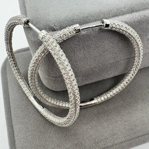 Pendientes de Aro de Moissanita con Eternidad Completa, Plata de Ley 925, Chapados en Oro de 14K, Joyería Fina de Lujo para Mujer, Pendientes de Declaración - Product Image 4