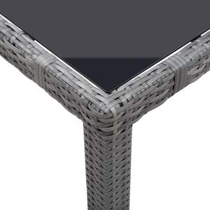 Ensemble de salle à manger 5 pièces avec rotin PE gris et verre trempé en acier pour meubles de patio, élégant et durable - Product Image 4