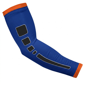 Blue Cycling <b>Arm</b> <b>Sleeve</b> With Red Geometric Print Anti-Uv Protection Unisex Adult Size - Product Image 3