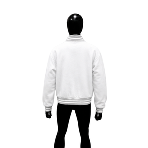 CASUAL STREETWEAR CLOTHING <b>WHITE</b> VARSITY <b>JACKET</b> MOCKUP FRONT VIEW FOR SUBLIMATION DESIGN Regular Fit Autumn Streetwear Front Vie - Product Image 2