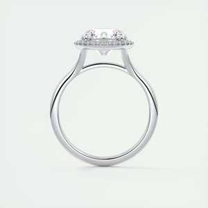 Anillo de compromiso francés con halo oculto y diamante redondo de 2.15 quilates cultivado en laboratorio, en oro blanco de 14k. - Product Image 1