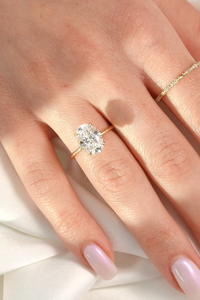 Anillo de Compromiso Vintage con Tulipán, Anillo de Boda con Diamante Solitario de Oro Amarillo de 18k, Corte Ovalado de 3ct, Cultivado en Laboratorio - Product Image 5