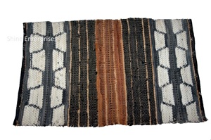 Tapis de porte en jute rayé rectangulaire avec envers antidérapant en caoutchouc, tissage plat, style ferme, tapis de couloir intérieur, tapis de table central - Product Image 4