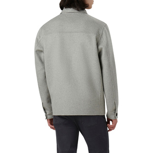 Veste en laine pour homme à col mandarin, coupe classique, simple boutonnage avec fermeture à boutons, couleur gris, mode jeune, manteau chaud - Product Image 4