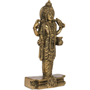 Statue en laiton de 6 pouces faite à la main de Lord Dhanvantari symbolique de la médecine Sculpture exquise pour les cadeaux fabriqués en Inde - Product Image 2
