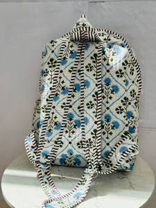 Bohemian Cotton Softback <b>Backpack</b> Diamond Lattice Pattern Zipper Closure Multiple Pockets Unisex 14 20-36L Quilted <b>School</b> Use - Product Image 3