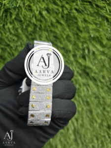 AARVA JEWELS นาฬิกาสแตนเลสสตีลหรูหราประดับเพชร 40 มม. ทรงกลม อนาล็อก ควอตซ์ สำหรับผู้ชายและผู้หญิง แฟชั่นนาฬิกาข้อมือ - Product Image 5