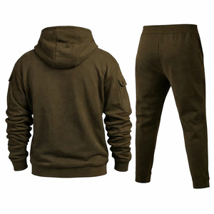 Custom High Quality Blank 2 Piece Sweatsuit Heavy Weight Cotton Breathable Winter Sweatpants and Zip-Up Hoodie Set for Unisex - Product Image 4