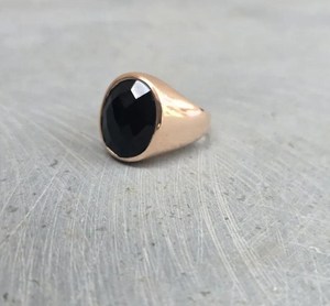 925 Sterling Silver Black Onyx Signet <b>Ring</b> 14K Rose Gold Plated Mens Statement <b>Ring</b> Bold Jewelry Gift - Product Image 4