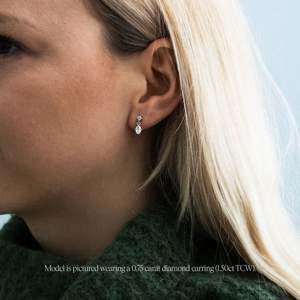 Pendientes colgantes redondos y ovalados con diamantes cultivados en laboratorio de 1 quilate, diseño de formas mixtas en oro amarillo, blanco de 9K y 18K y platino. - Product Image 2