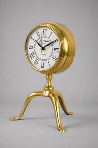 Classic Gold Brass <b>Table</b> <b>Clock</b> with Roman Numeral Dial Vintage Desktop Timepiece Elegant Office Home Decor - Product Image 2